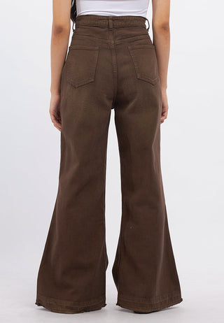 Unfinished Hem Flare Jeans