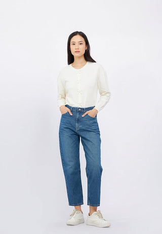Washed Tapered Mom Jeans
