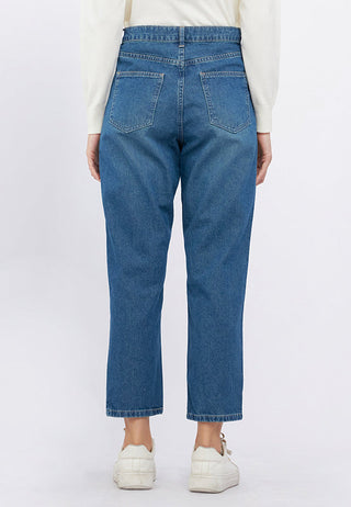 Washed Tapered Mom Jeans