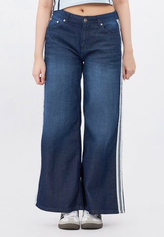 Side Strap Low Waist Denim Pants