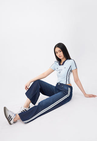 Side Strap Low Waist Denim Pants