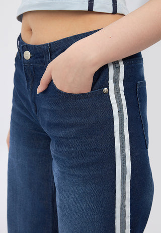 Side Strap Low Waist Denim Pants