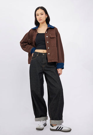 Cropped Barrel Denim Pants