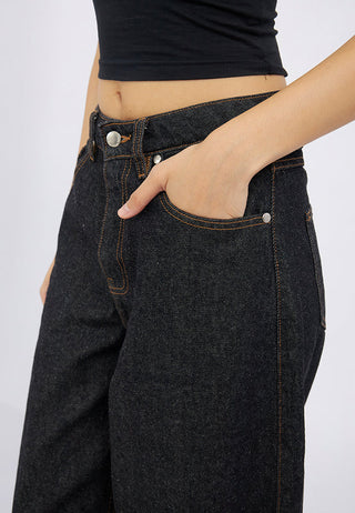 Cropped Barrel Denim Pants