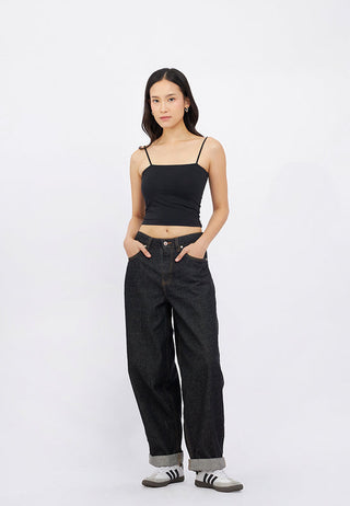 Cropped Barrel Denim Pants
