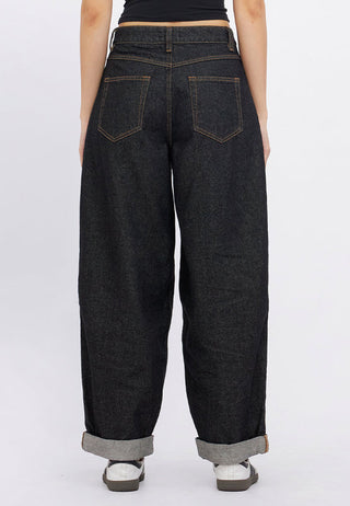 Cropped Barrel Denim Pants