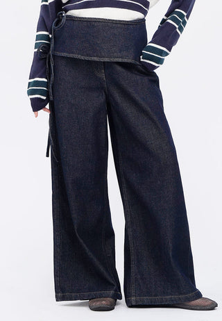 Jeans with Overlap Micro Skirt Details