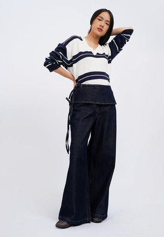 Jeans with Overlap Micro Skirt Details