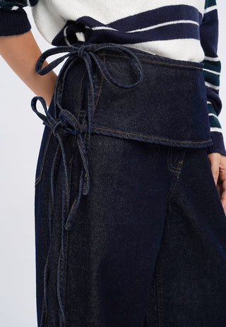 Jeans with Overlap Micro Skirt Details