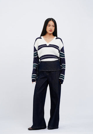 Jeans with Overlap Micro Skirt Details