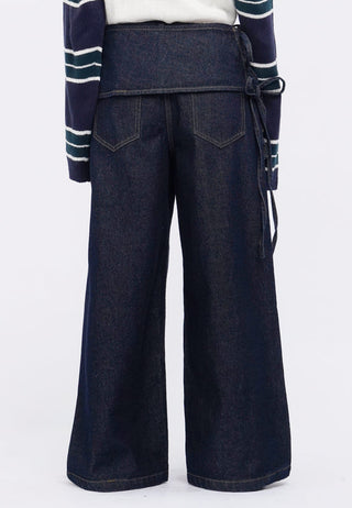 Jeans with Overlap Micro Skirt Details