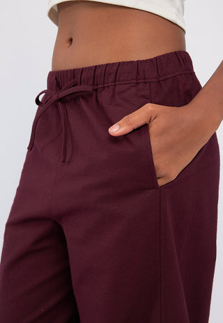 Linen Blend Crop Barrel Trousers