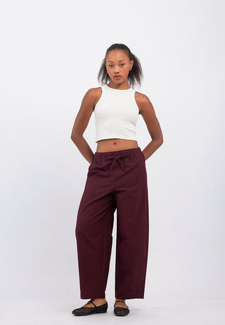 Linen Blend Crop Barrel Trousers