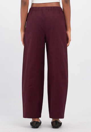 Linen Blend Crop Barrel Trousers