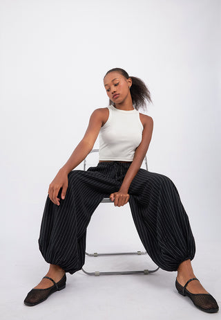 Stripes Ballon Pants with Drawstring