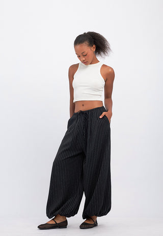 Stripes Ballon Pants with Drawstring