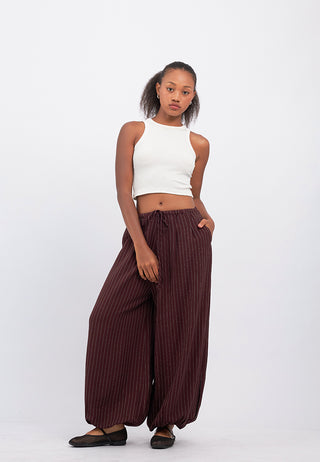 Stripes Ballon Pants with Drawstring