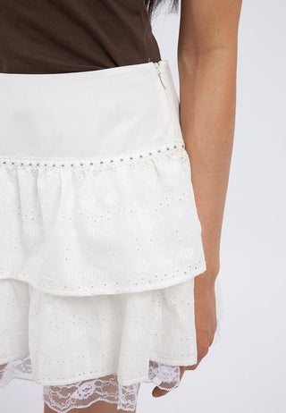Stud Details Tiered Mini Skirt