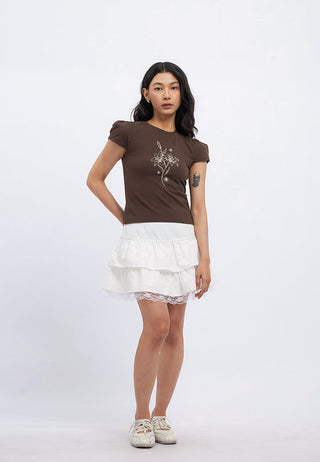 Stud Details Tiered Mini Skirt