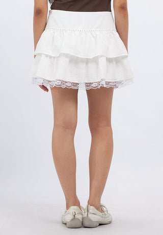 Stud Details Tiered Mini Skirt