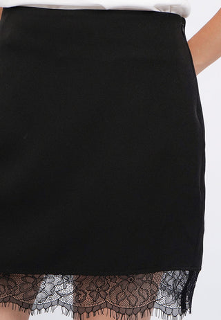 Lace Trim Mini Skirt
