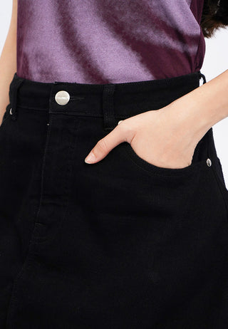 Bubble Hem Denim Mini Skirt