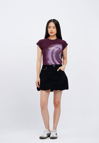 Bubble Hem Denim Mini Skirt