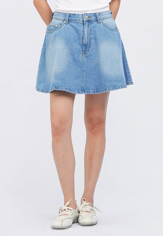 Flared Denim Mini Skirt