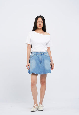 Flared Denim Mini Skirt