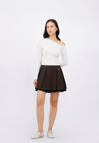 Double Layer Pleated Mini Skirt