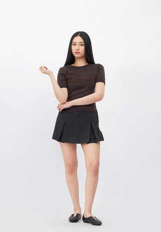 Stripes Mini Skort with Pleats