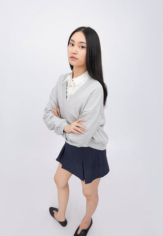 Stripes Mini Skort with Pleats