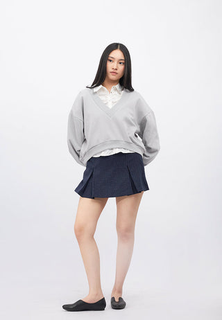 Stripes Mini Skort with Pleats