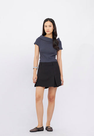 Pleat Details Mini Skort
