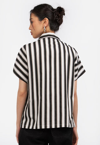 Notch Collar Stripes Blouse