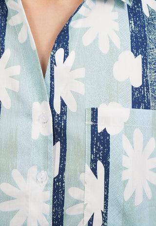 Printed Short Sleeve Blouse with Pocket