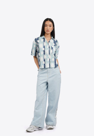 Printed Short Sleeve Blouse with Pocket