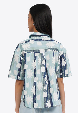 Printed Short Sleeve Blouse with Pocket
