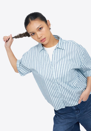 Stripes V-Neck Drop Shoulder Shirt