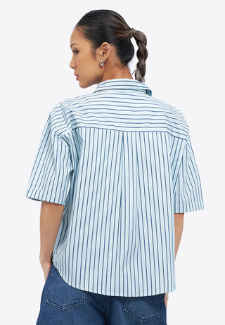 Stripes V-Neck Drop Shoulder Shirt