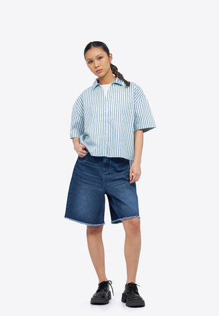 Stripes V-Neck Drop Shoulder Shirt