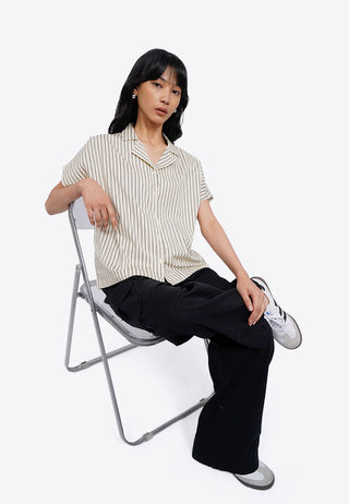 Short Sleeve Stripes Blouse