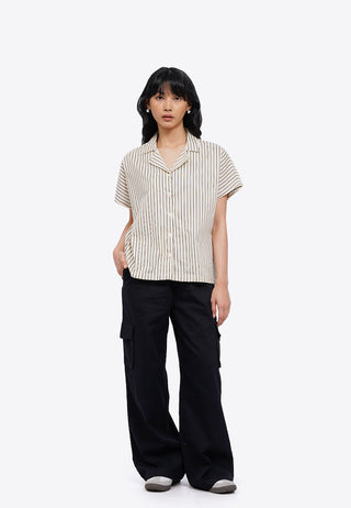 Short Sleeve Stripes Blouse