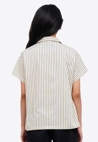 Short Sleeve Stripes Blouse