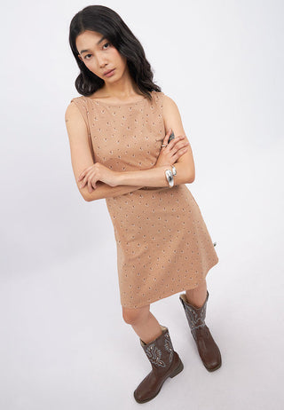 Boat Neck Sleeveless Mini Dress