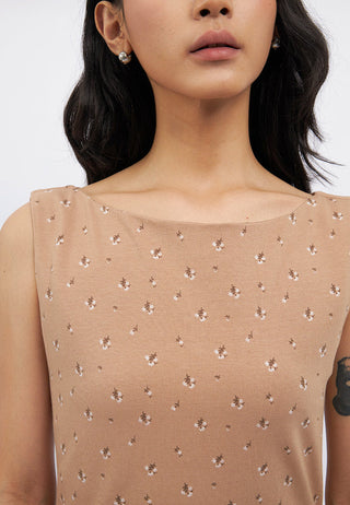 Boat Neck Sleeveless Mini Dress