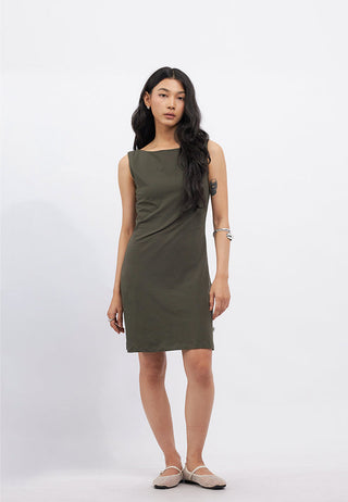 Boat Neck Sleeveless Mini Dress