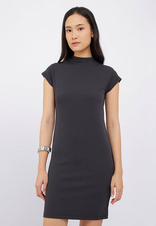 High Neck Short Sleeve Mini Dress