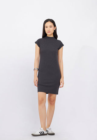 High Neck Short Sleeve Mini Dress