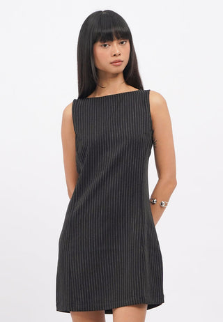 Pinstripes Sleeveless Mini Dress